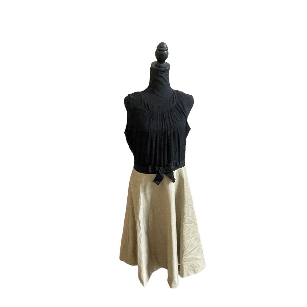 Taylor Black And Cream Dress Size 10 Tea Length Sleeveless